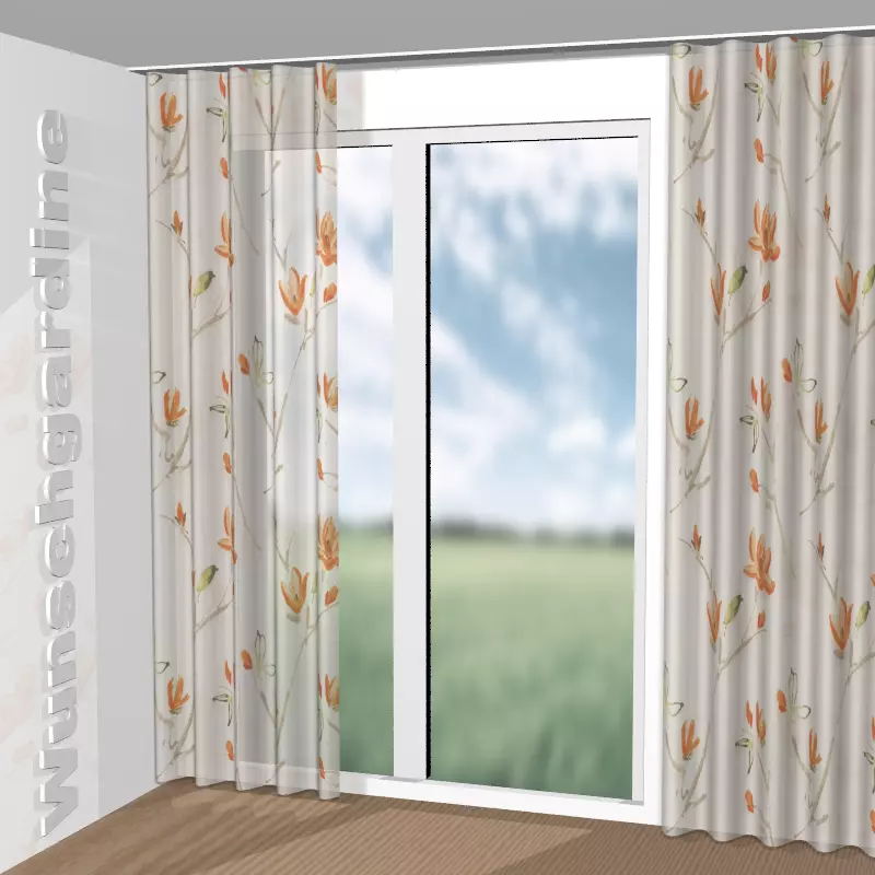 Wellenvorhang aus Magnolia 1-8784-060