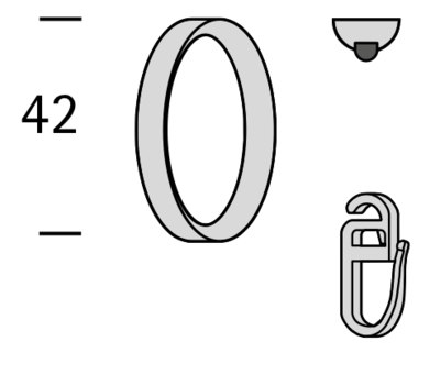 Interstil 20956 Ring mit Faltenleghaken (42 x 5,5 mm mit Gleiteinlage)