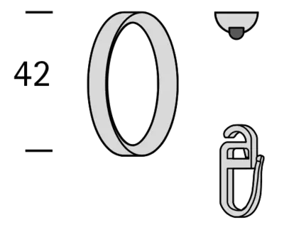 Interstil 20956 Ring mit Faltenleghaken (42 x 5,5 mm mit Gleiteinlage)