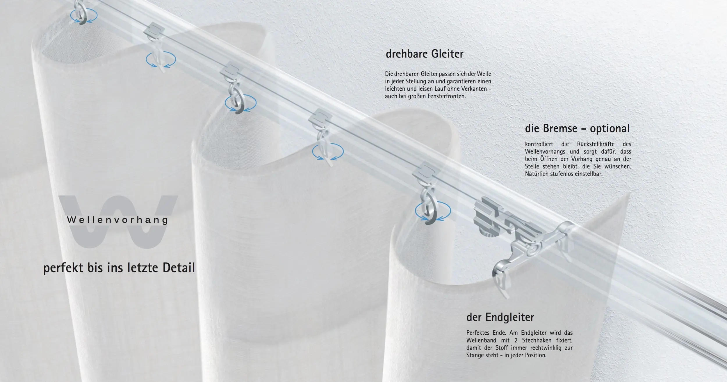 Der Interstil-Wellenvorhang ist eine durchdachte Lösung mit viel Liebe zum Detail.