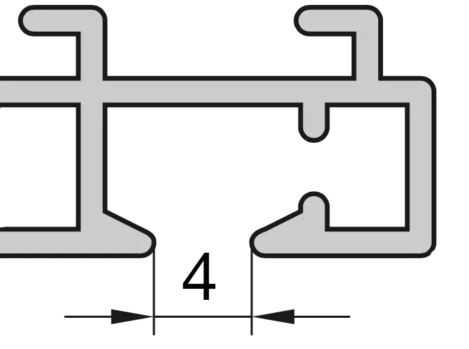 Aluminiumschiene mehrläufig mit 4 mm breitem Lauf