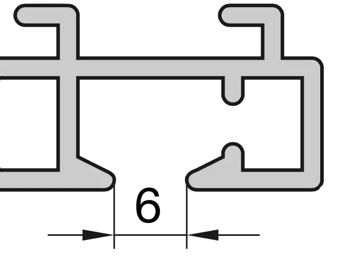 Aluminiumschiene mehrläufig mit 6 mm breitem Lauf