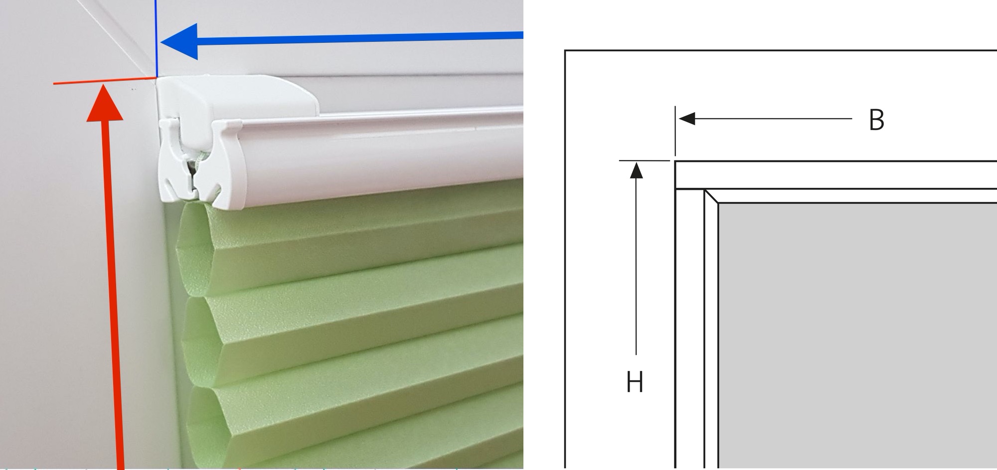 Anleitung zum Messen von Plissee für schmale Fensterrahmen bzw. Glasfalz